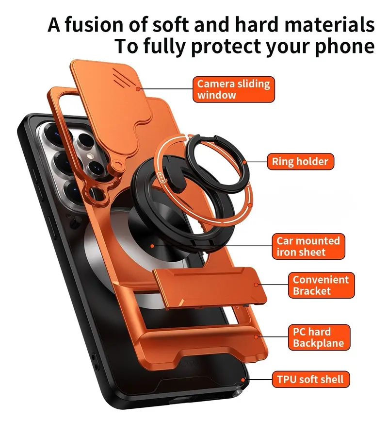 360° Rotating Ring Holder | Compatible with Samsung S25 Ultra/24/23/22/21 Series | Military-Grade Shockproof Armor Case | Full Lens Protection | Hardcore Anti-Yellowing TPU+PC Material