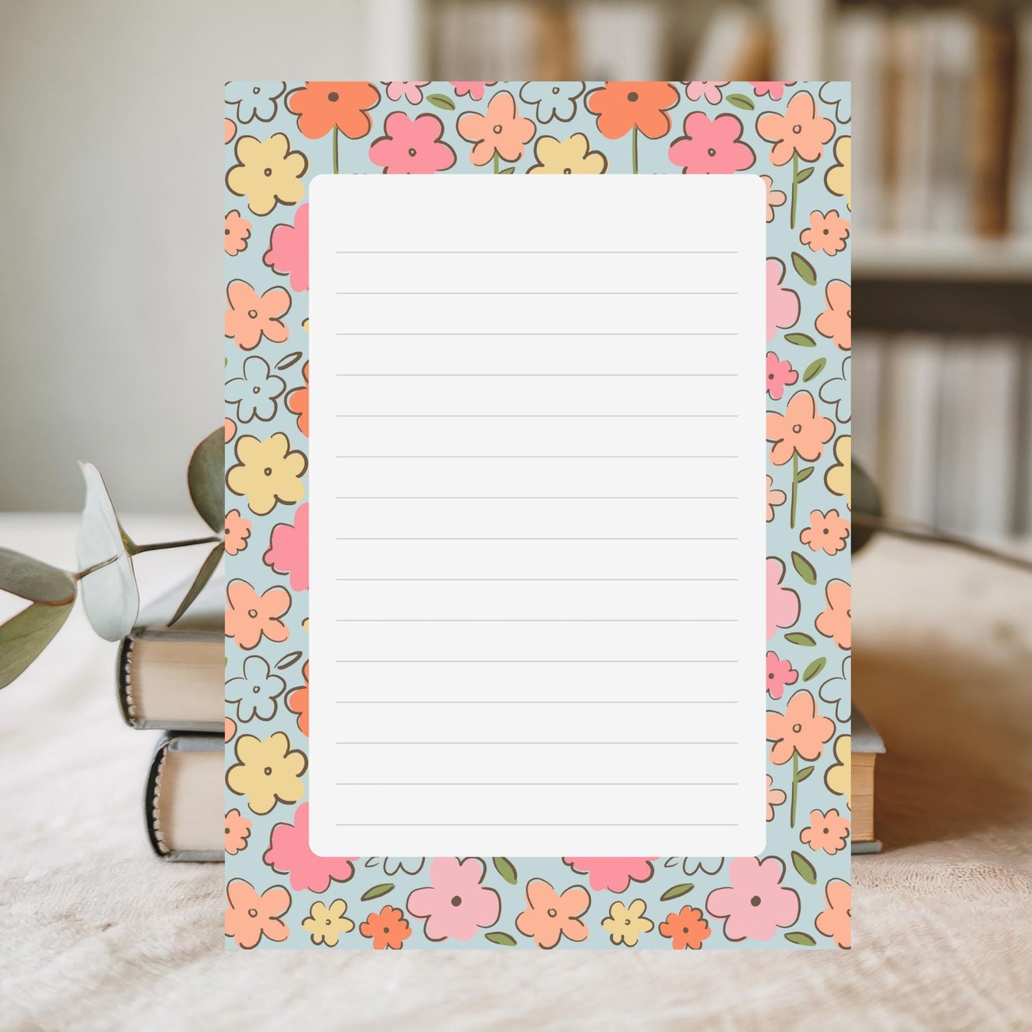 Floral Notepad – 50 Lined Sheets Vintage Botanical Desk Stationery by The Saltwater Press