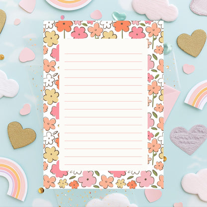 Floral Notepad – 50 Lined Tearoff Sheets Retro Botanical by The Saltwater Press