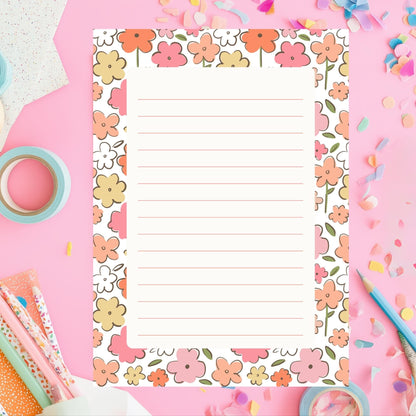Floral Notepad – 50 Lined Tearoff Sheets Retro Botanical by The Saltwater Press