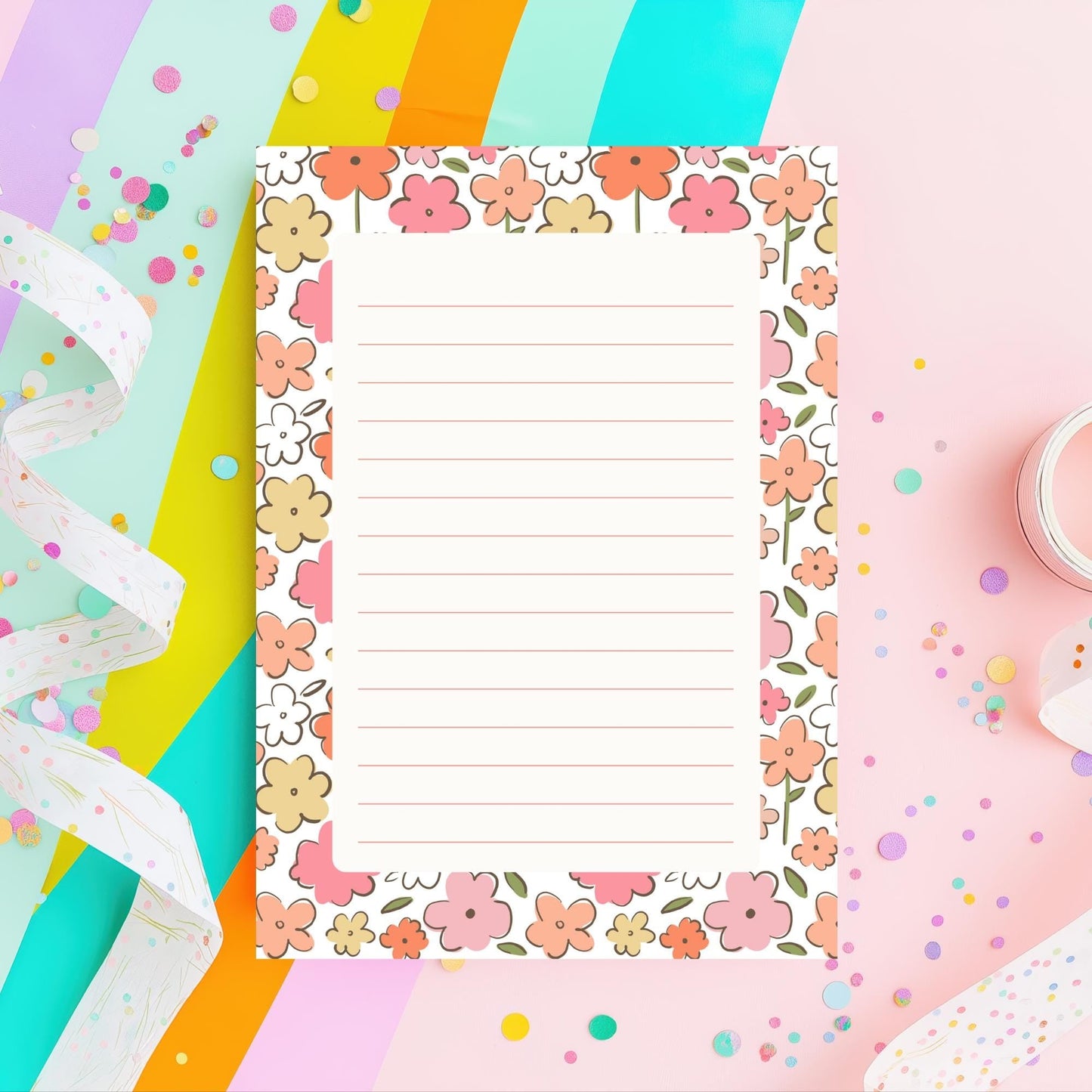 Floral Notepad – 50 Lined Tearoff Sheets Retro Botanical by The Saltwater Press