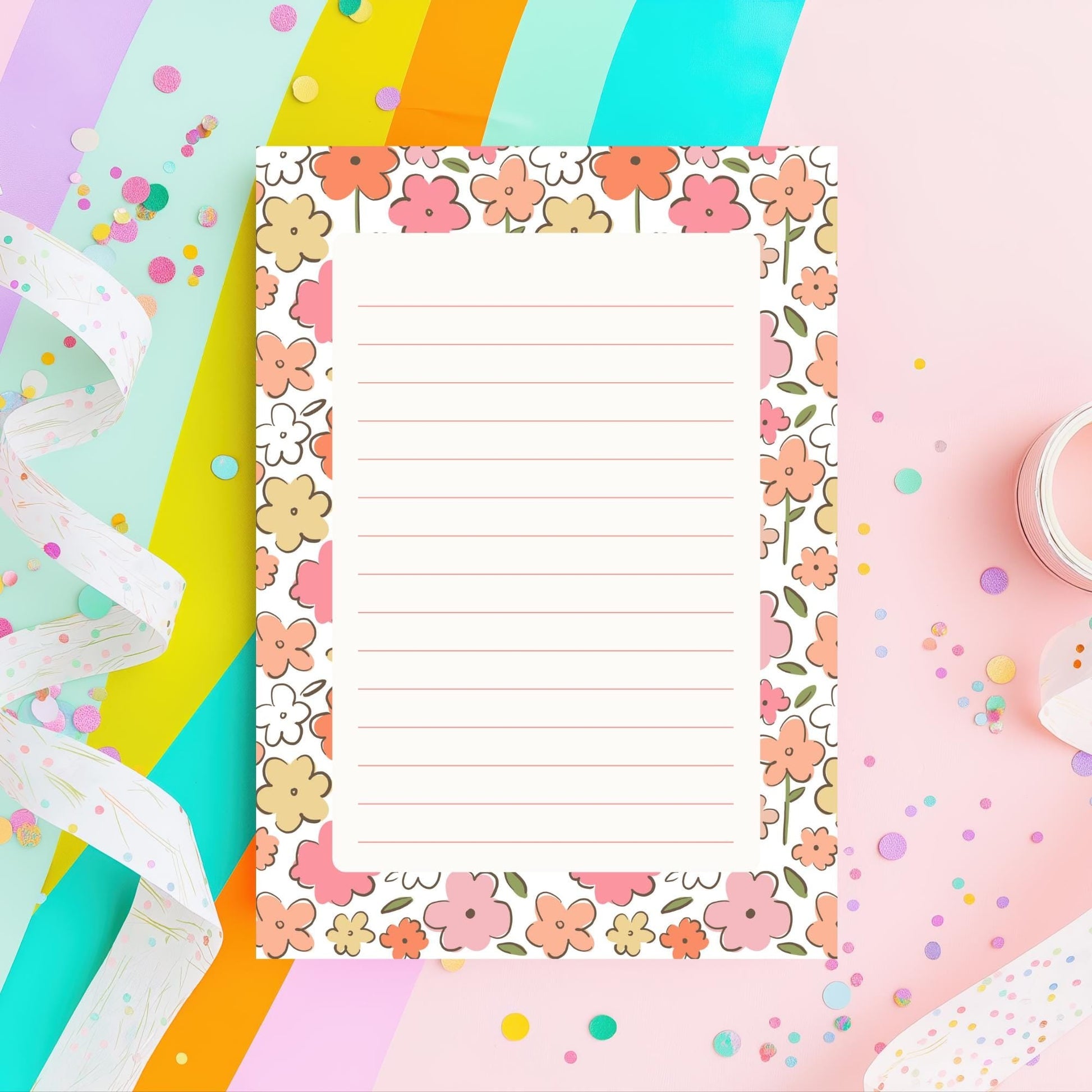 Floral Notepad – 50 Lined Tearoff Sheets Retro Botanical by The Saltwater Press