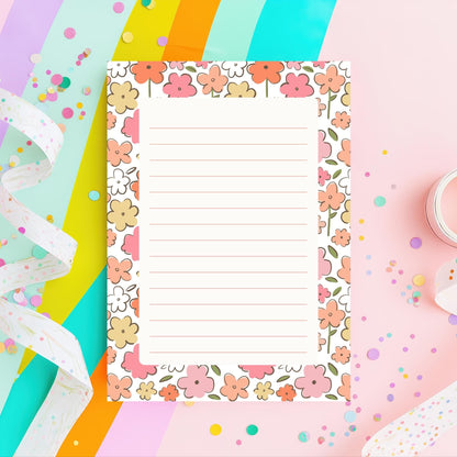 Floral Notepad – 50 Lined Tearoff Sheets Retro Botanical by The Saltwater Press