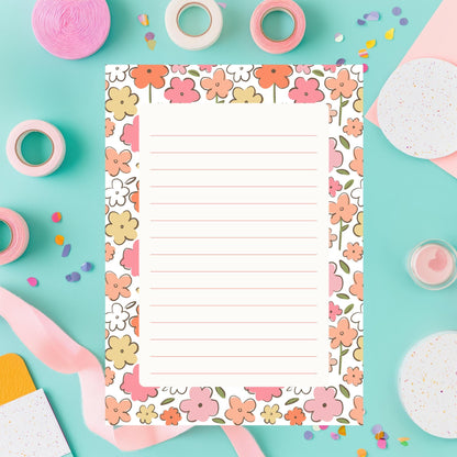 Floral Notepad – 50 Lined Tearoff Sheets Retro Botanical by The Saltwater Press