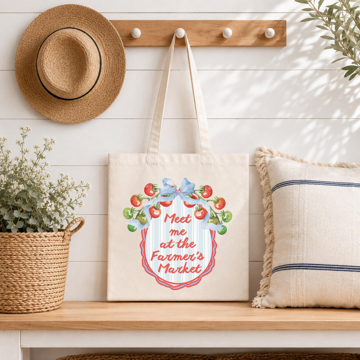 Farmers Market Bag – Canvas Reusable Shopping Tote for Groceries by The Saltwater Press