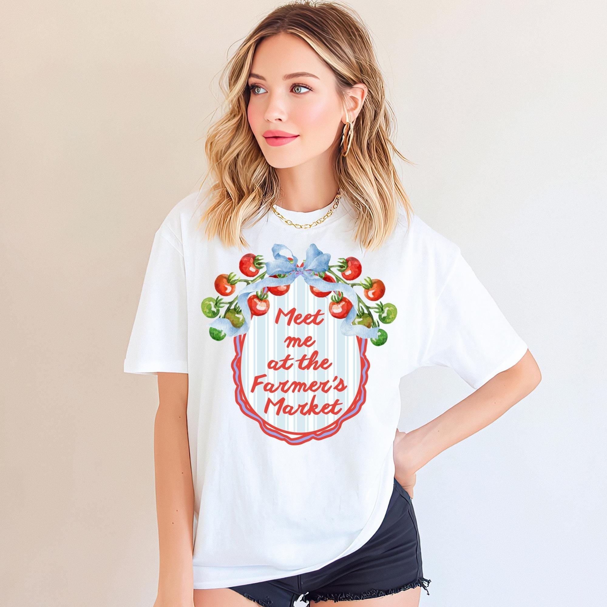 Farmers Market Shirt – Watercolor Vegetable Garden Cottagecore Tee by The Saltwater Press
