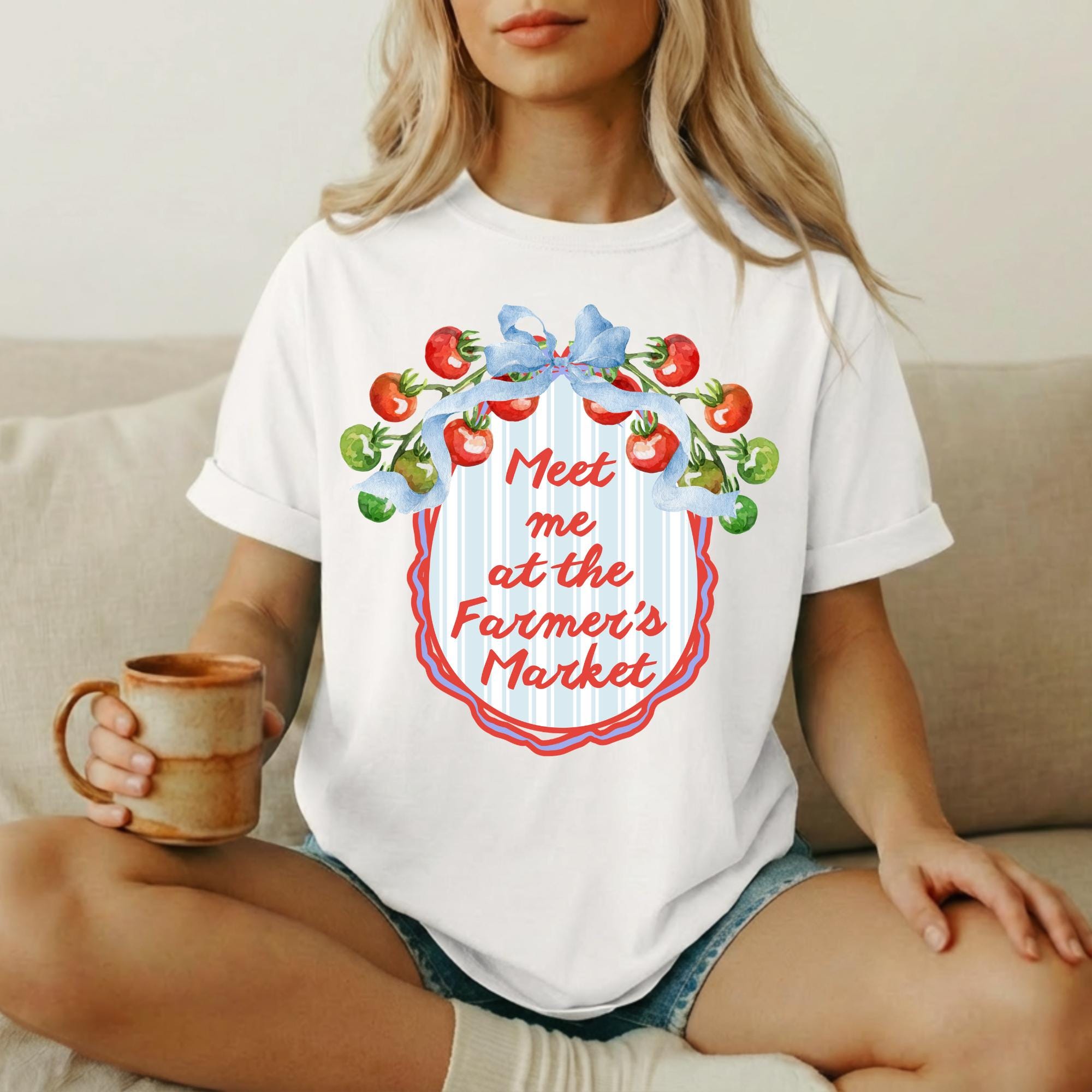 Farmers Market Shirt – Watercolor Vegetable Garden Cottagecore Tee by The Saltwater Press