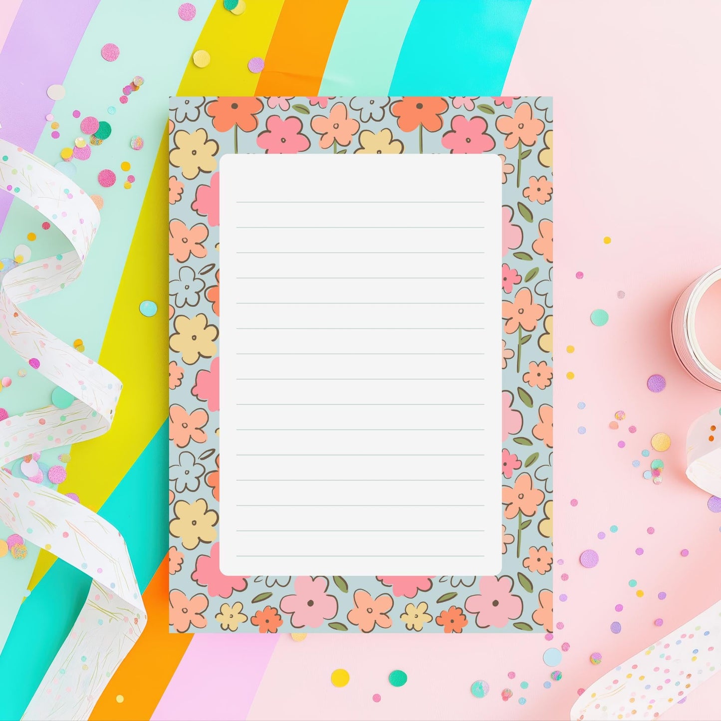 Floral Notepad – 50 Lined Sheets Vintage Botanical Desk Stationery by The Saltwater Press