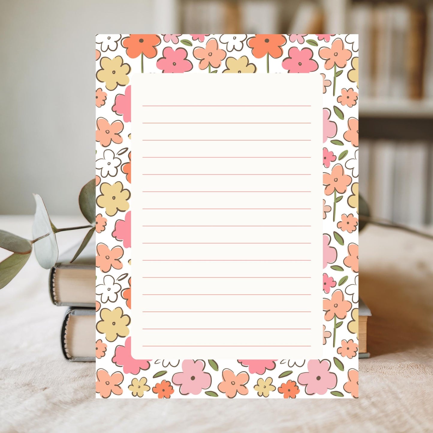 Floral Notepad – 50 Lined Tearoff Sheets Retro Botanical by The Saltwater Press
