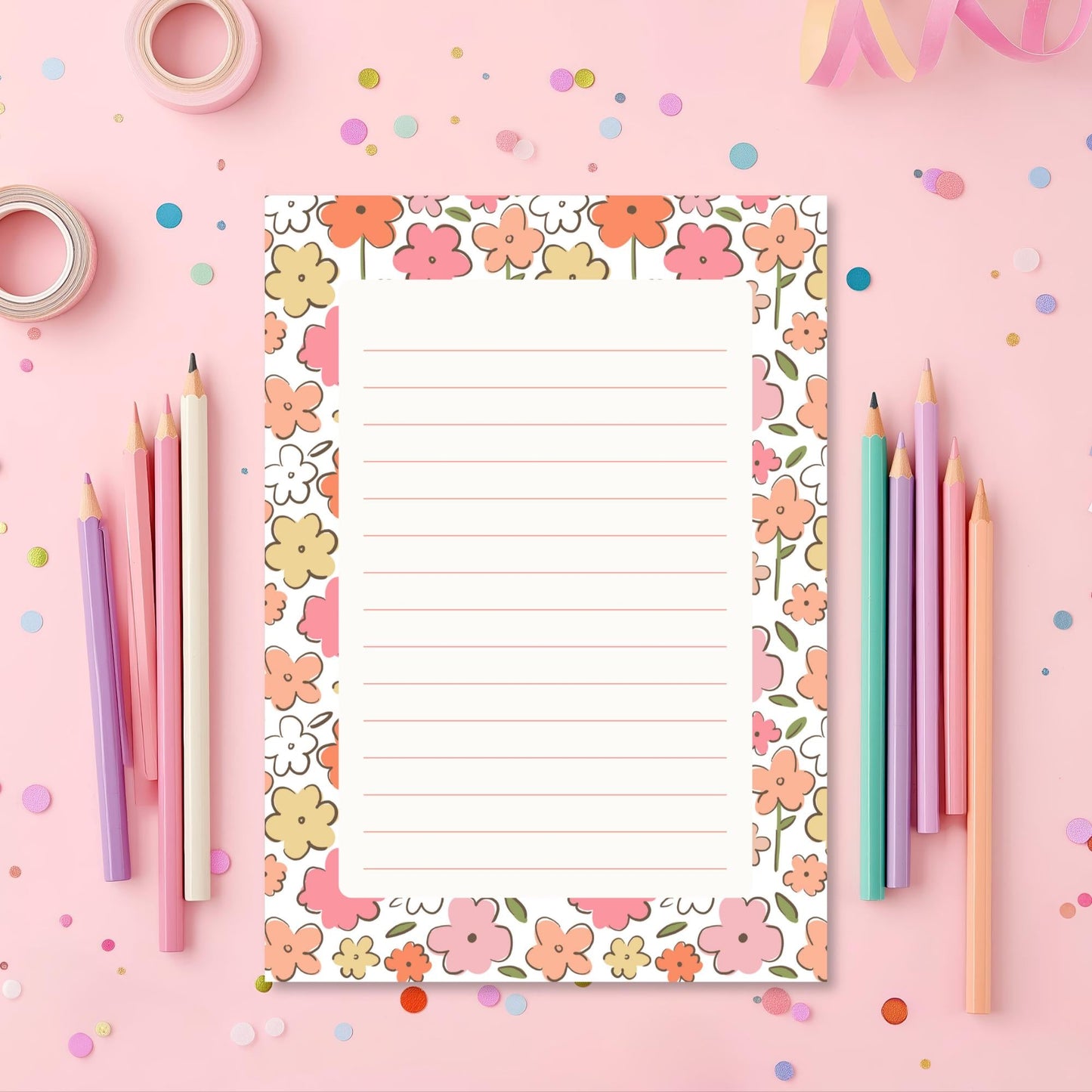 Floral Notepad – 50 Lined Tearoff Sheets Retro Botanical by The Saltwater Press