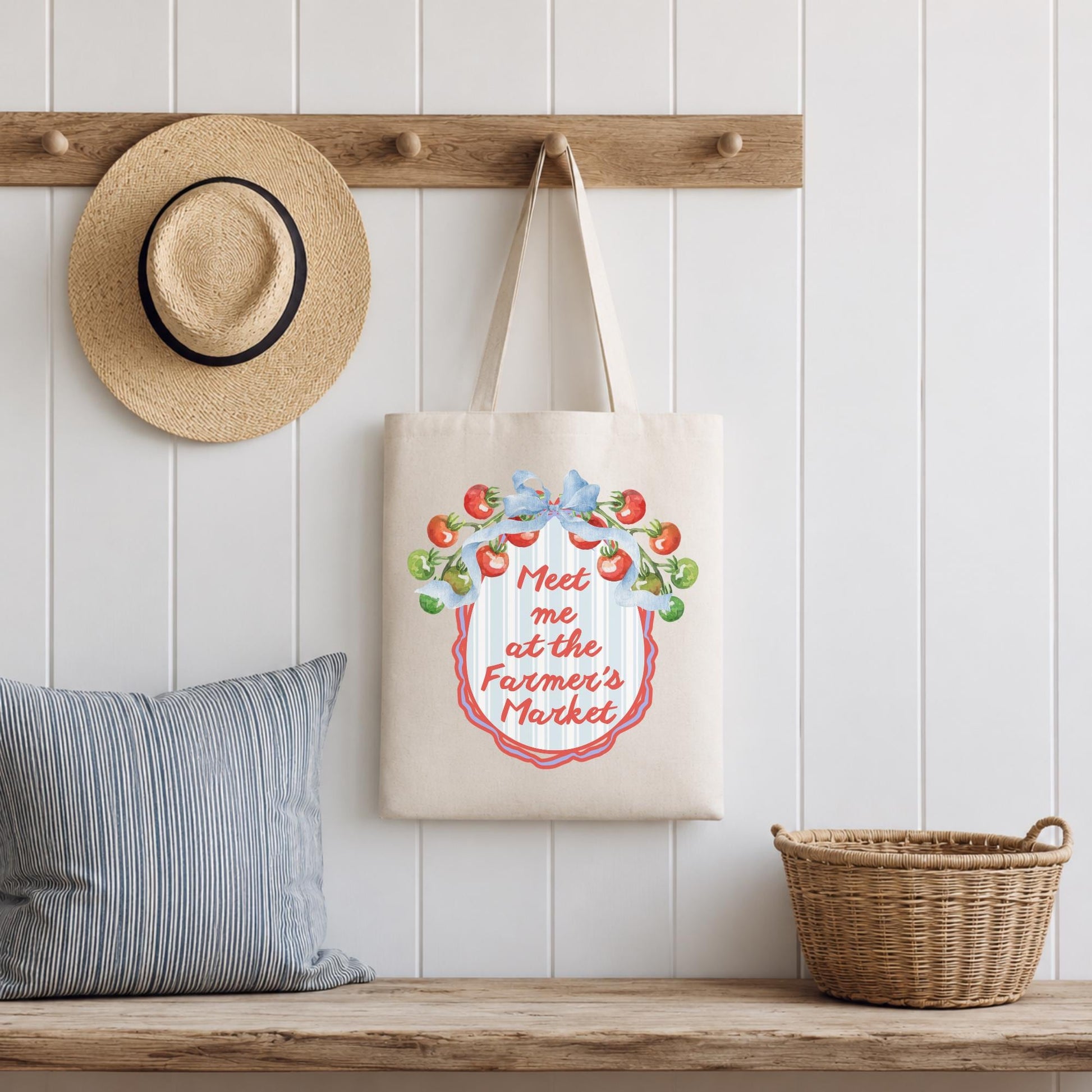 Farmers Market Bag – Canvas Reusable Shopping Tote for Groceries by The Saltwater Press
