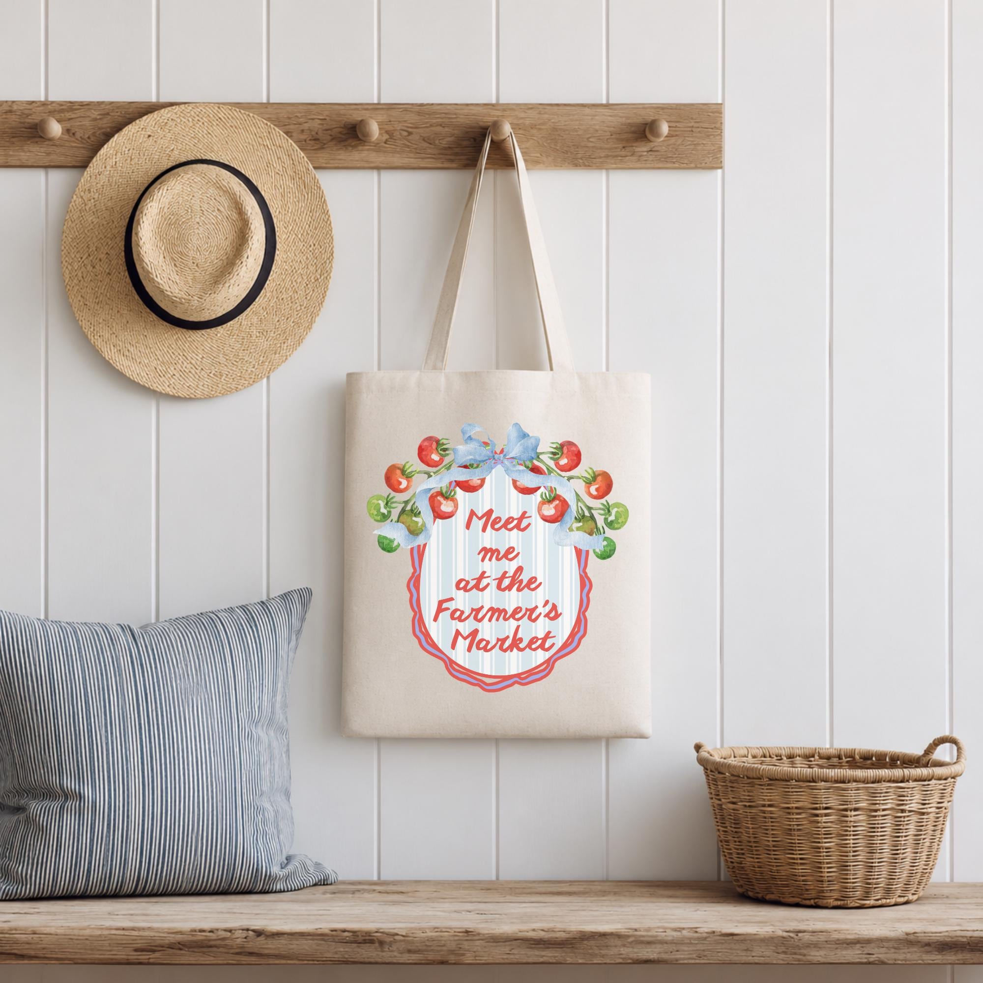 Farmers Market Bag – Canvas Reusable Shopping Tote for Groceries by The Saltwater Press
