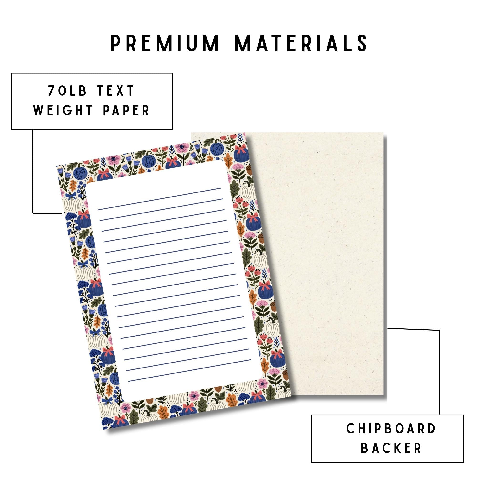 Fall Notepad – Pumpkin Floral Design with 50 Lined Pages for Teachers by The Saltwater Press
