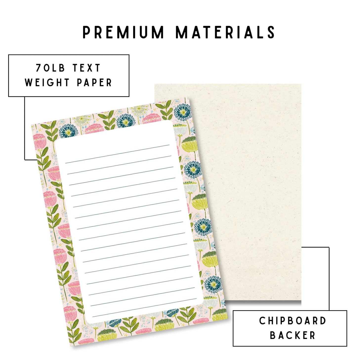 Floral Notepad – Lined Writing Pad 50 Sheets Teacher Gift Botanical by The Saltwater Press