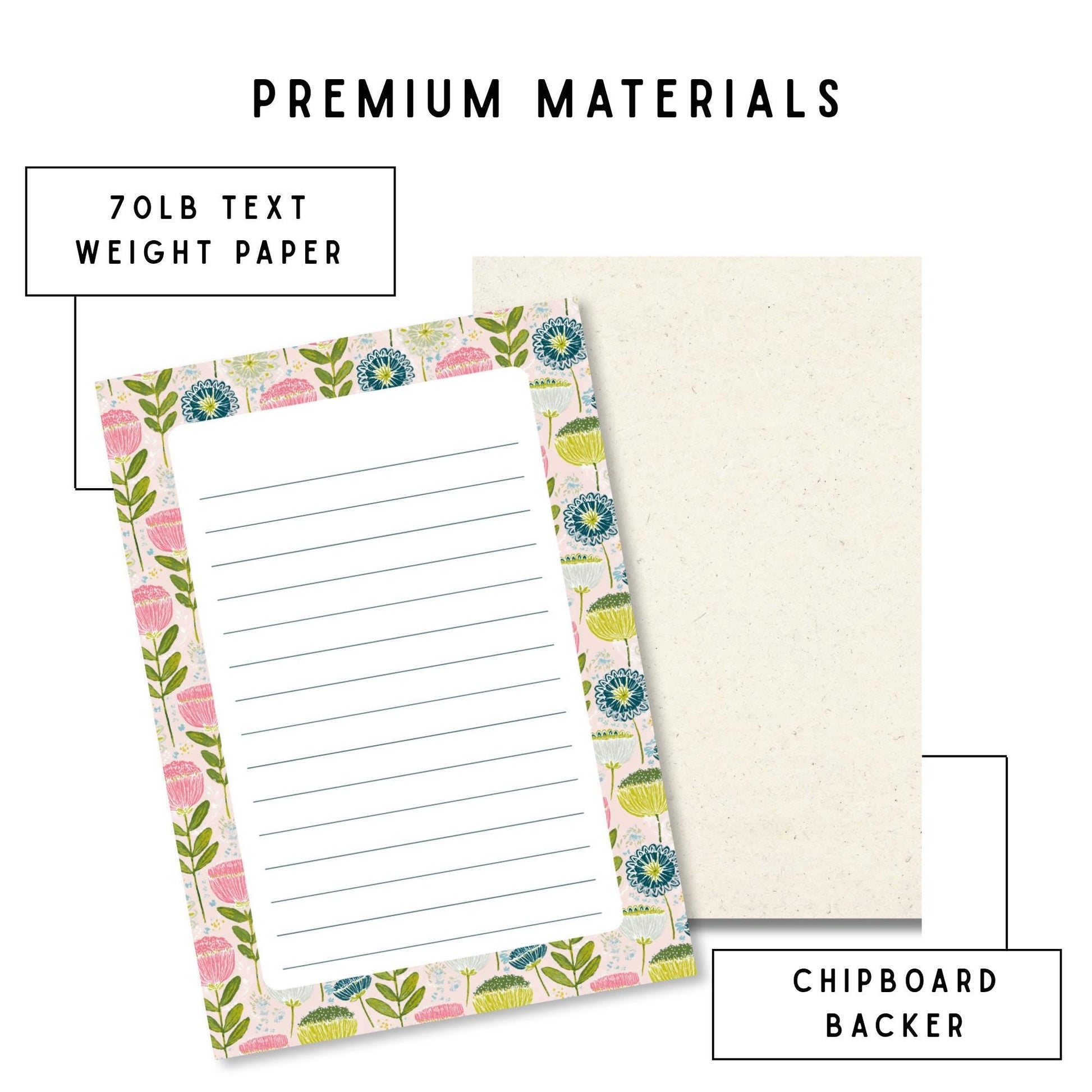Floral Notepad – Lined Writing Pad 50 Sheets Teacher Gift Botanical by The Saltwater Press