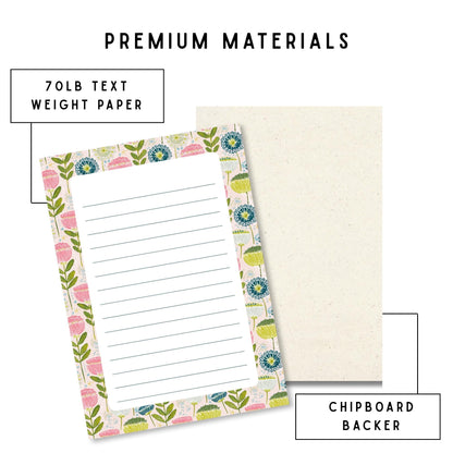 Floral Notepad – Lined Writing Pad 50 Sheets Teacher Gift Botanical by The Saltwater Press