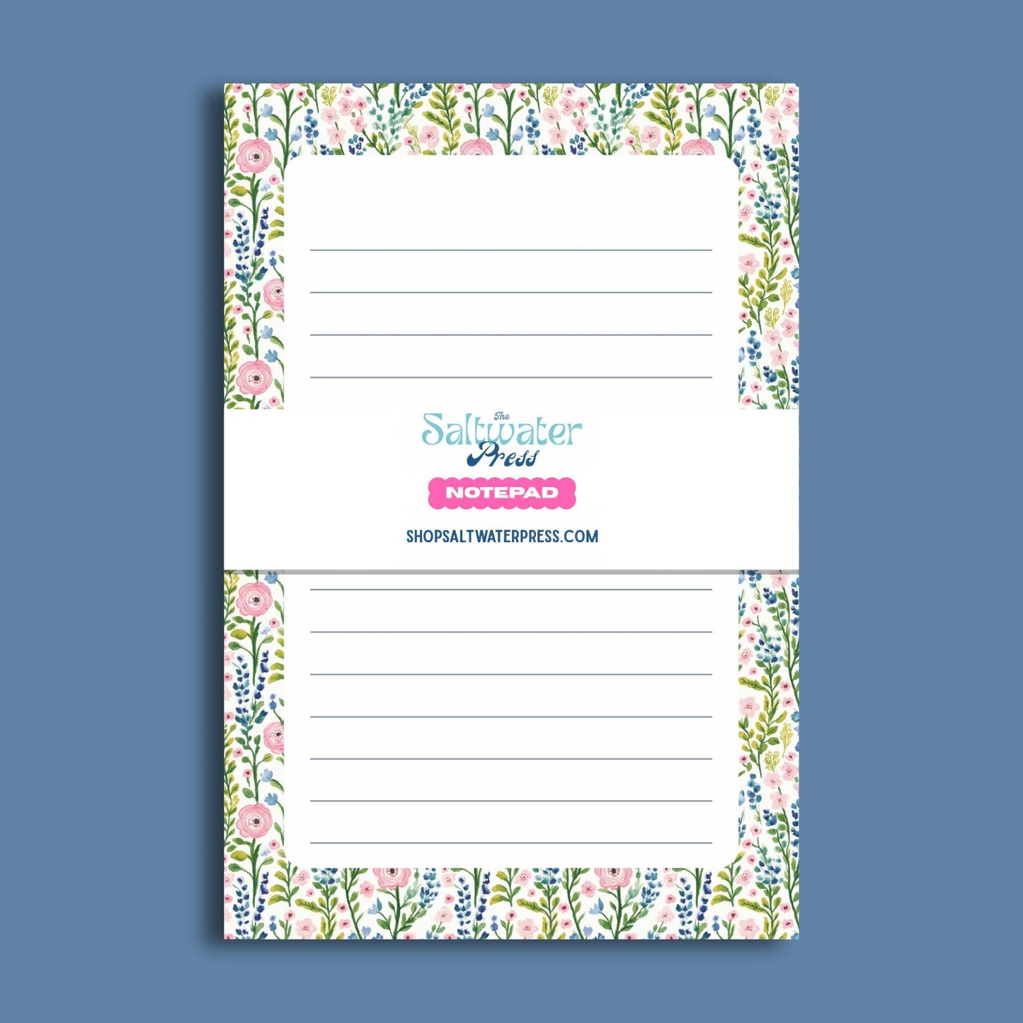 Floral Notepad – 50sheet Botanical Writing Paper with Pink Ranunculus by The Saltwater Press