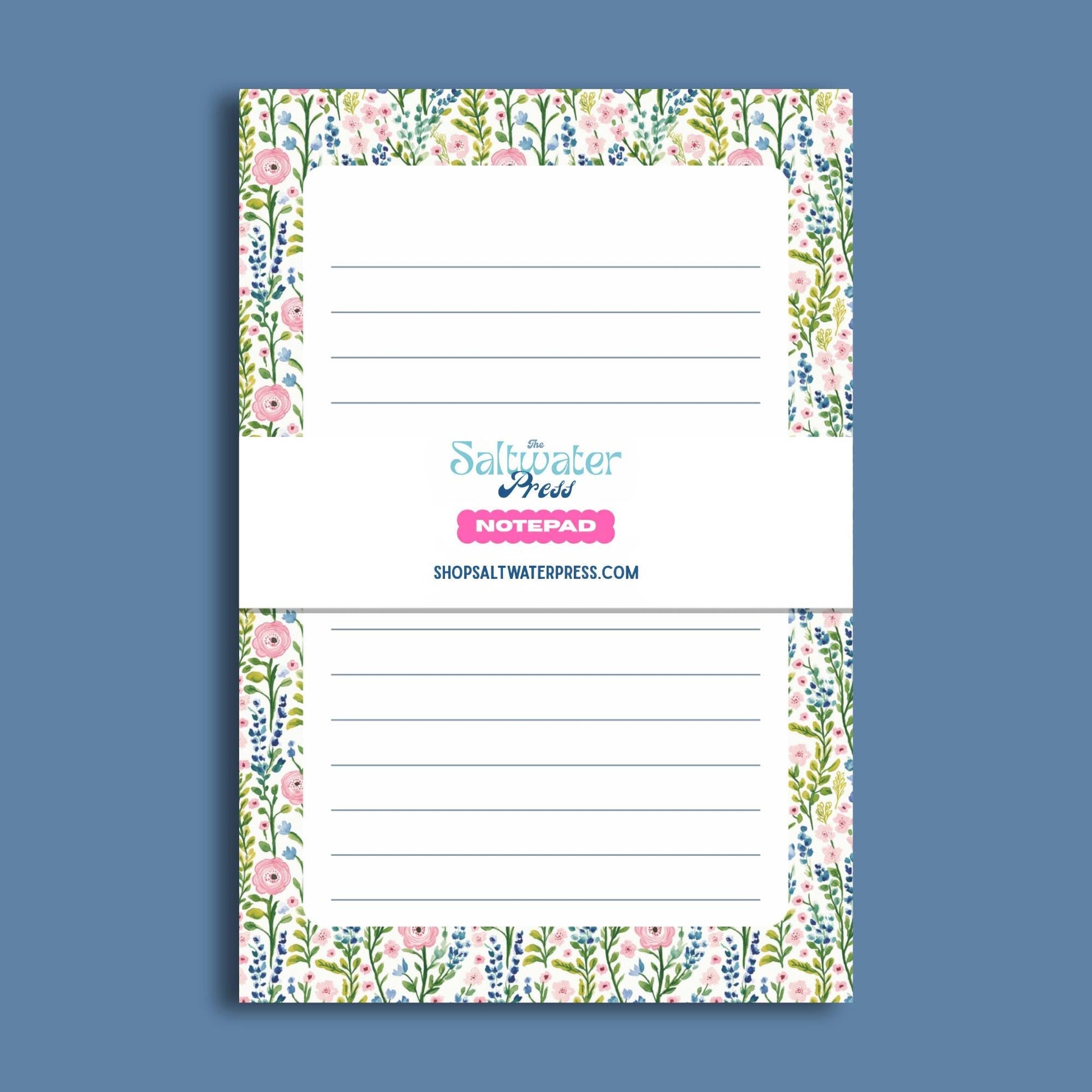 Floral Notepad – 50sheet Botanical Writing Paper with Pink Ranunculus by The Saltwater Press