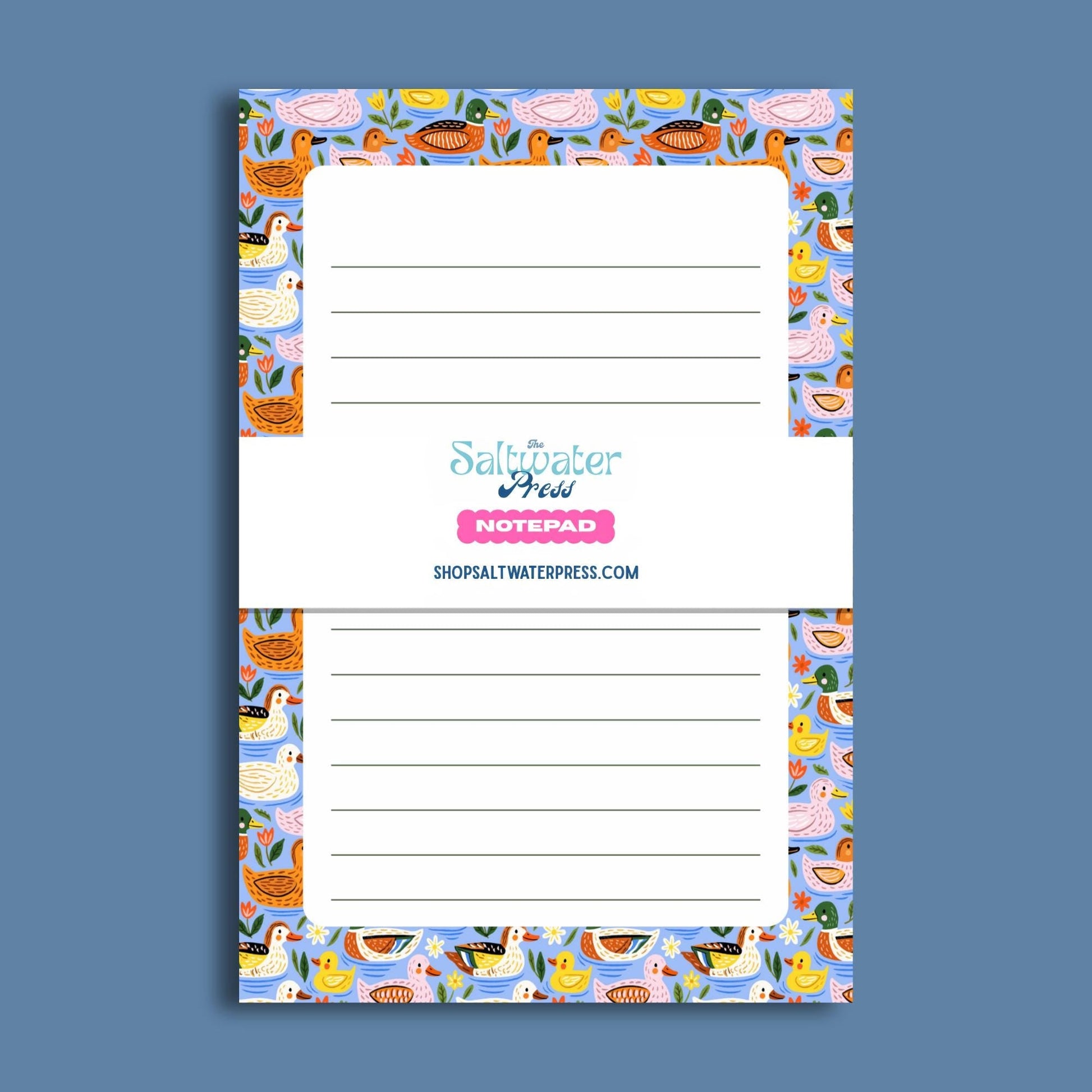 Duck Lined Notepad – 50 Tearaway Sheets Colorful Bird Stationery Gift by The Saltwater Press