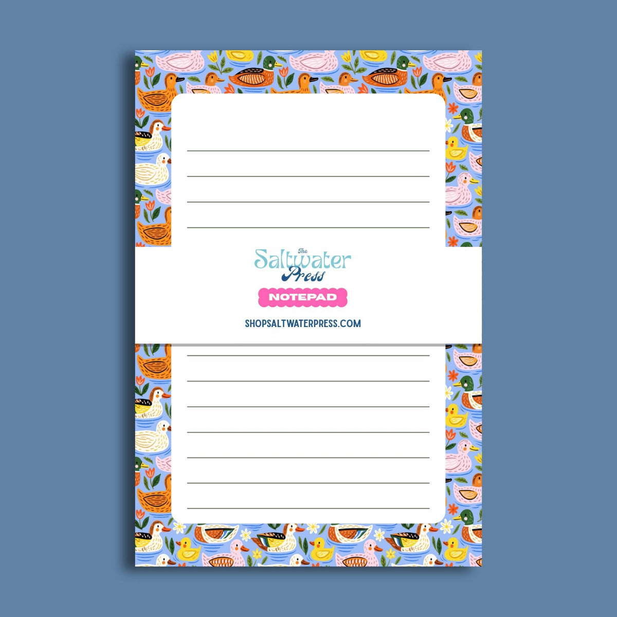 Duck Lined Notepad – 50 Tearaway Sheets Colorful Bird Stationery Gift by The Saltwater Press