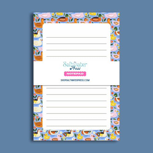 Duck Lined Notepad – 50 Tearaway Sheets Colorful Bird Stationery Gift by The Saltwater Press