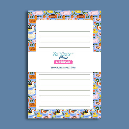 Duck Lined Notepad – 50 Tearaway Sheets Colorful Bird Stationery Gift by The Saltwater Press