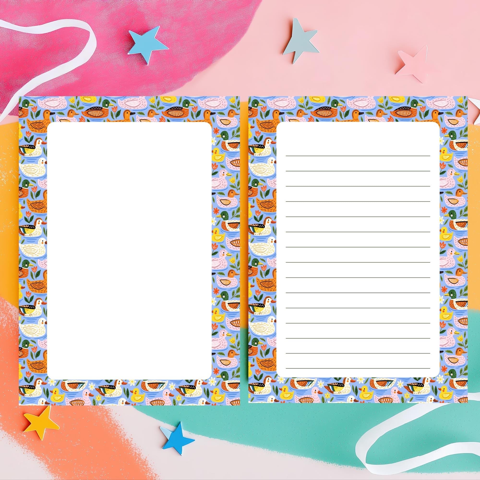 Duck Lined Notepad – 50 Tearaway Sheets Colorful Bird Stationery Gift by The Saltwater Press