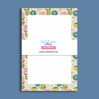 Floral Notepad – Lined Writing Pad 50 Sheets Teacher Gift Botanical by The Saltwater Press