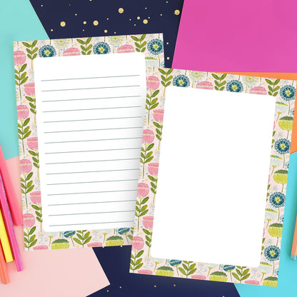 Floral Notepad – Lined Writing Pad 50 Sheets Teacher Gift Botanical by The Saltwater Press