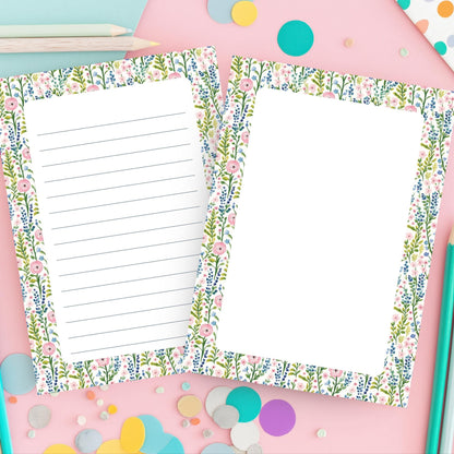 Floral Notepad – 50sheet Botanical Writing Paper with Pink Ranunculus by The Saltwater Press